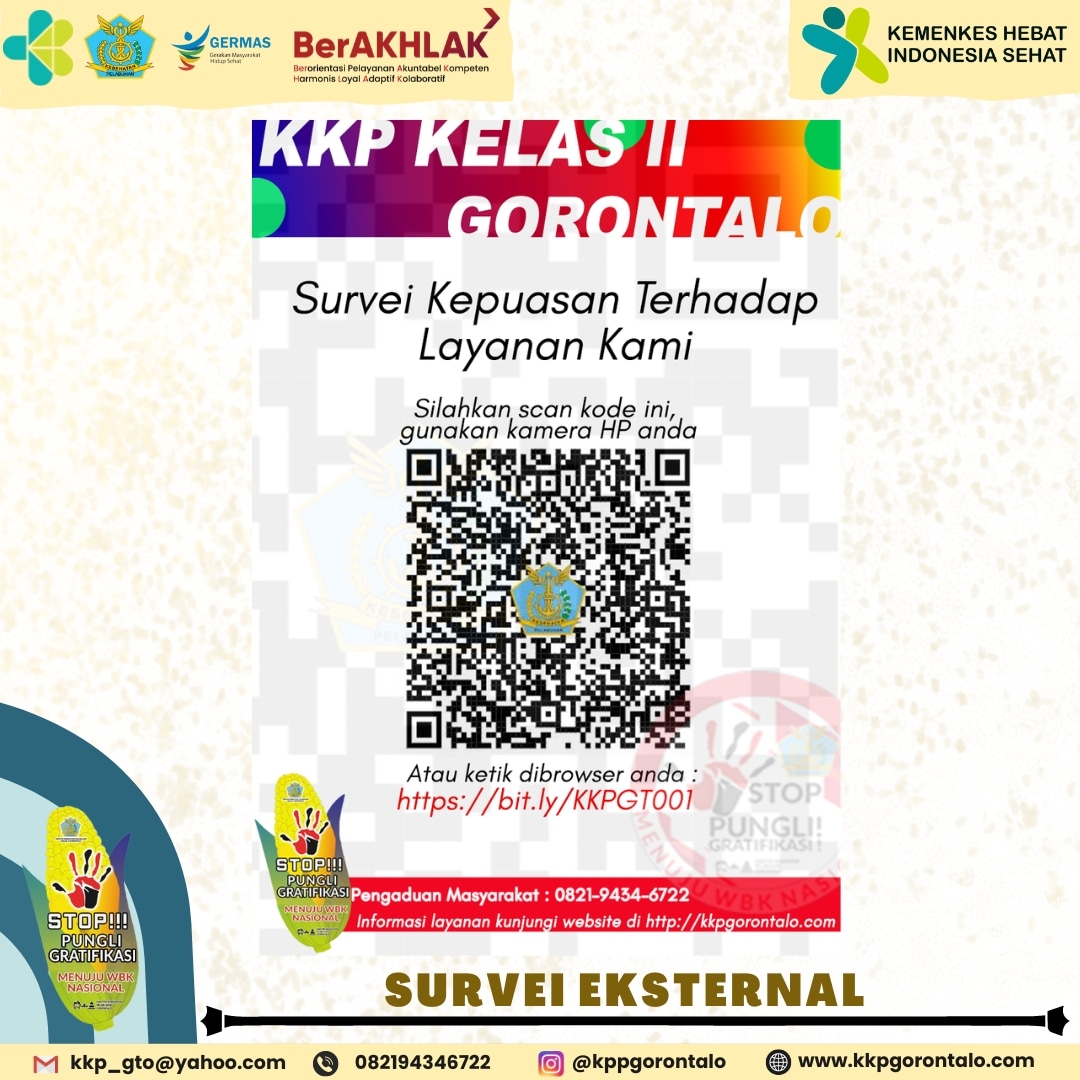 Link Survei Eksternal Terhadap Layanan di Kantor Kesehatan Pelabuhan Kelas II Gorontalo